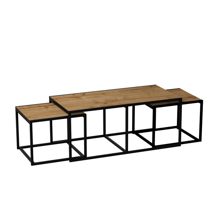 Hanah Home Mesa de Centro Gigante Extensible con Almacenamiento, Roble y Negro Hanah Home Mesa de Centro Gigante Extensible con Almacenamiento, Roble y Negro